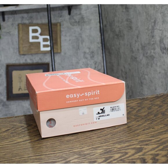 NWT Easy Spirit Womens Ariella Espadrille Wedge Sandals Black / Natural Brown 7M - Picture 11 of 12